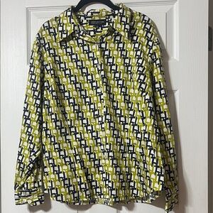 Jones New York Abstract Pattern Shirt - Green and Blue